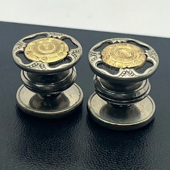 Kum-A-Part pat pending men’s cuff button snap cufflinks gold & silver tone